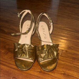 Unisa Metallic Gold Ruffle Heels